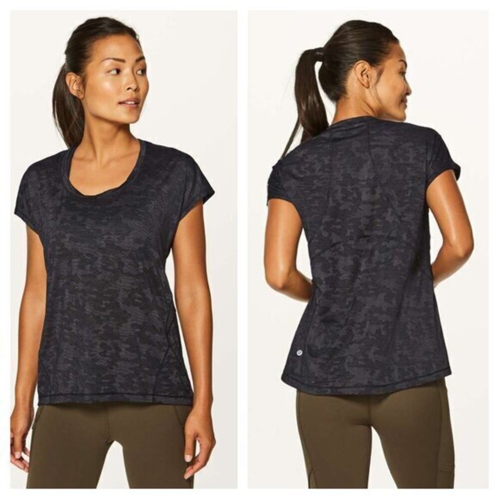 Lululemon Miles Ahead Short Sleeve L/XL Camo Black